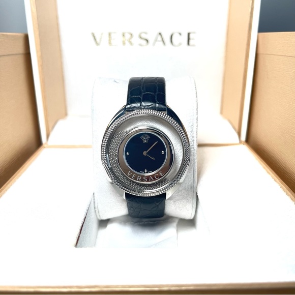 Versace Destiny Spirit Floating Micro Sphere Silver Black Watch
